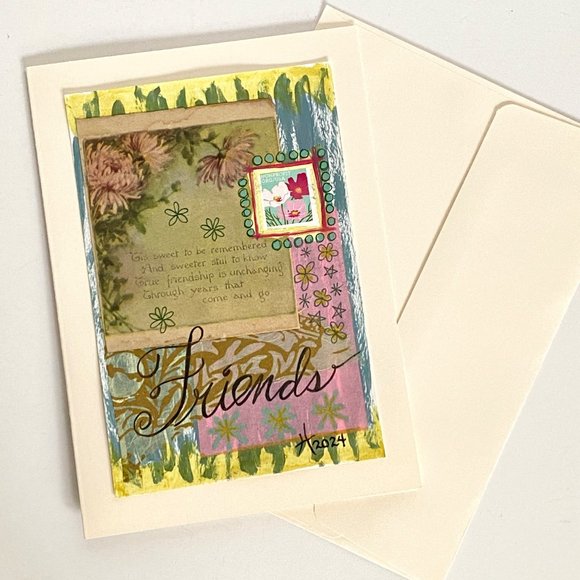Collage Art Handmade Original Blank Greeting Card and Envelope Frame Ready - Picture 5 of 5